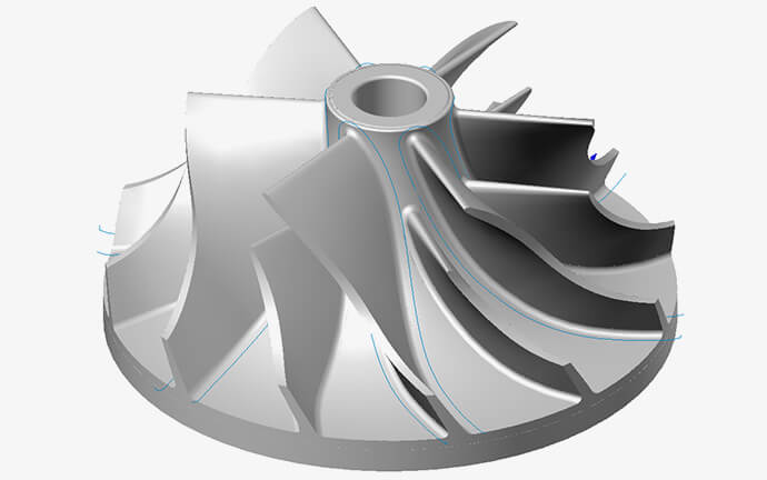 五轴联动涡轮增压叶轮加工